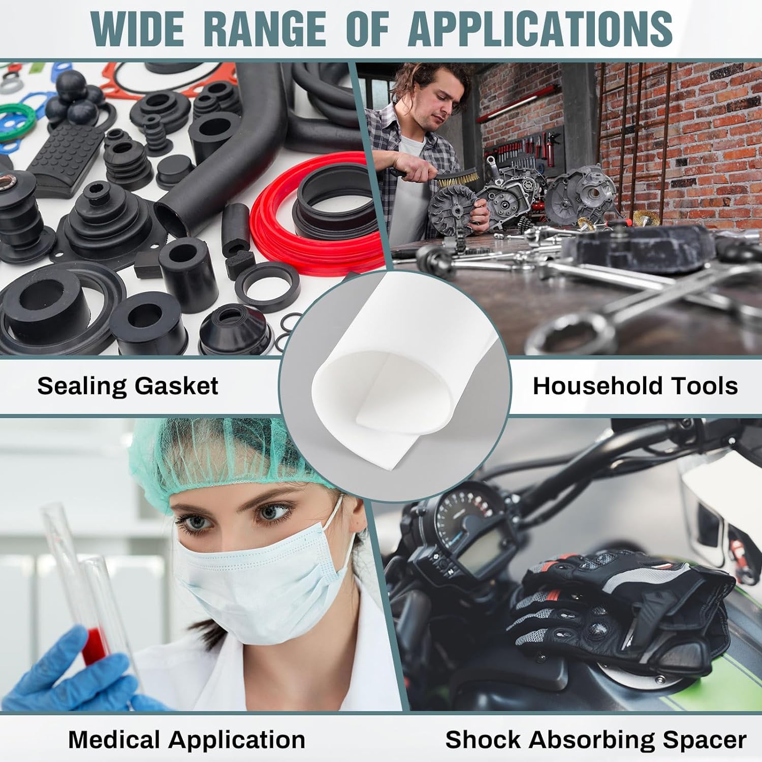 Arkusz gumy silikonowej 12 x 12 cali, biała podkładka gumowa 1/8 cala, wytrzymały, żaroodporny materiał gumowej uszczelki - dostawcy Paidu